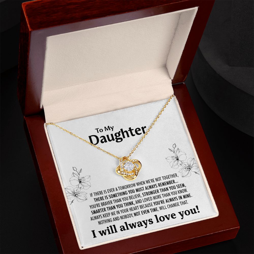 510 To My Daughter Love Knot Necklace with Message Card and Gift Box, Daughter Gift