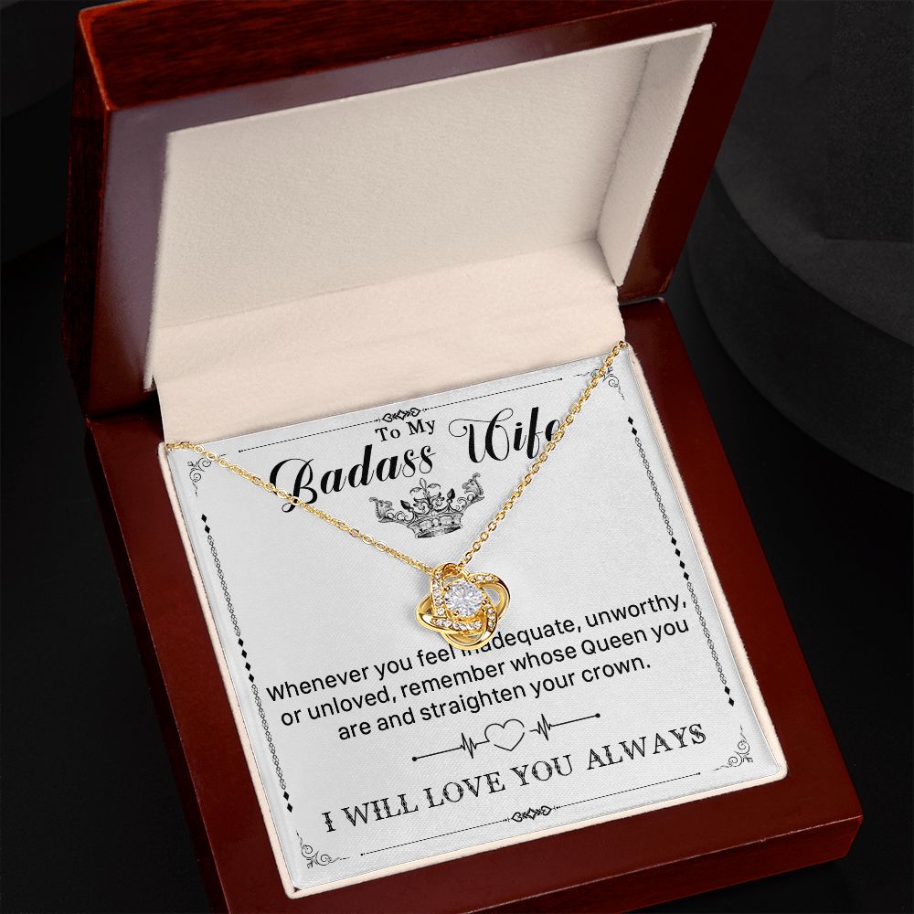 546A To My Badass Wife Pendant Necklace, Wife Necklace Birthday Gift from Husband