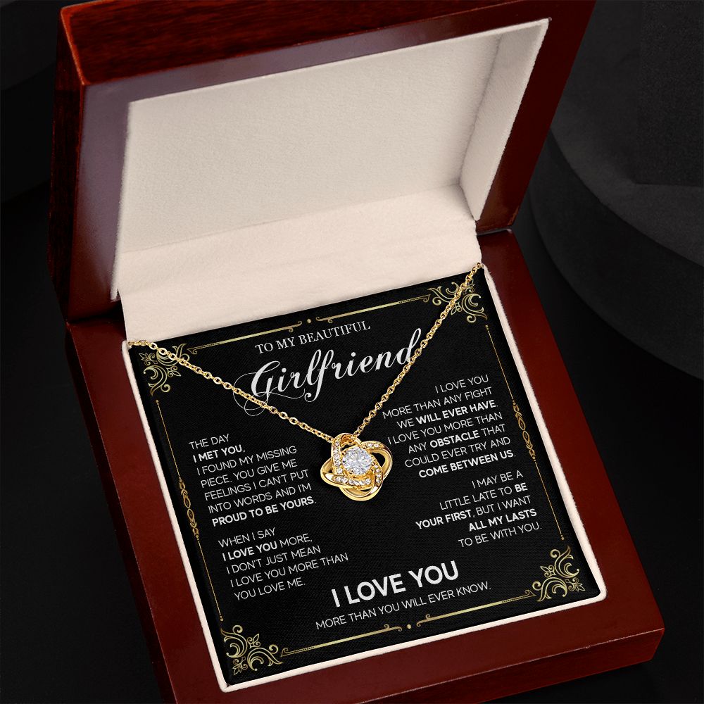 496A To My Girlfriend Knot Necklace, Girlfriend Necklace Gift, Birthday Gifts for Her