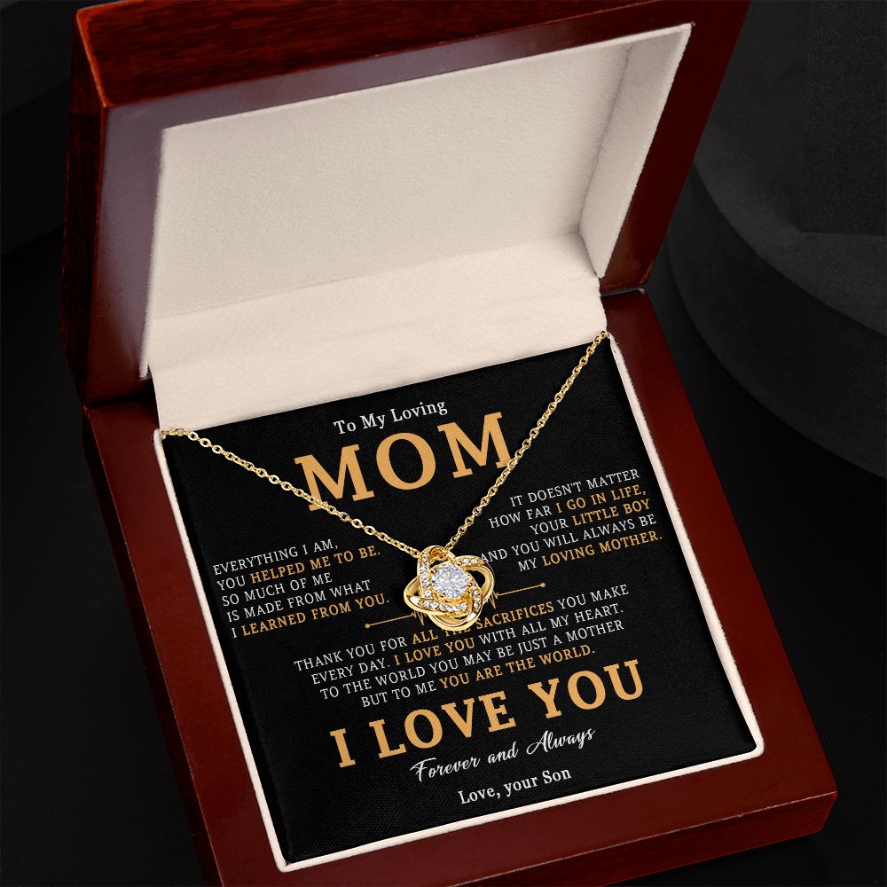 509A To My Loving Mom Necklace, Gift for Mom from Son, Mother's Day Jewelry Gifts