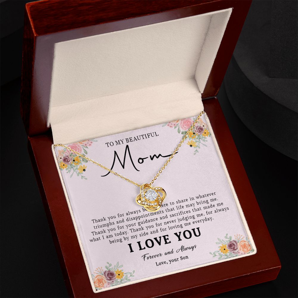 520A Love Mom Necklace, To My Beautiful Mom Necklace, Mom Birthday Gift from Son