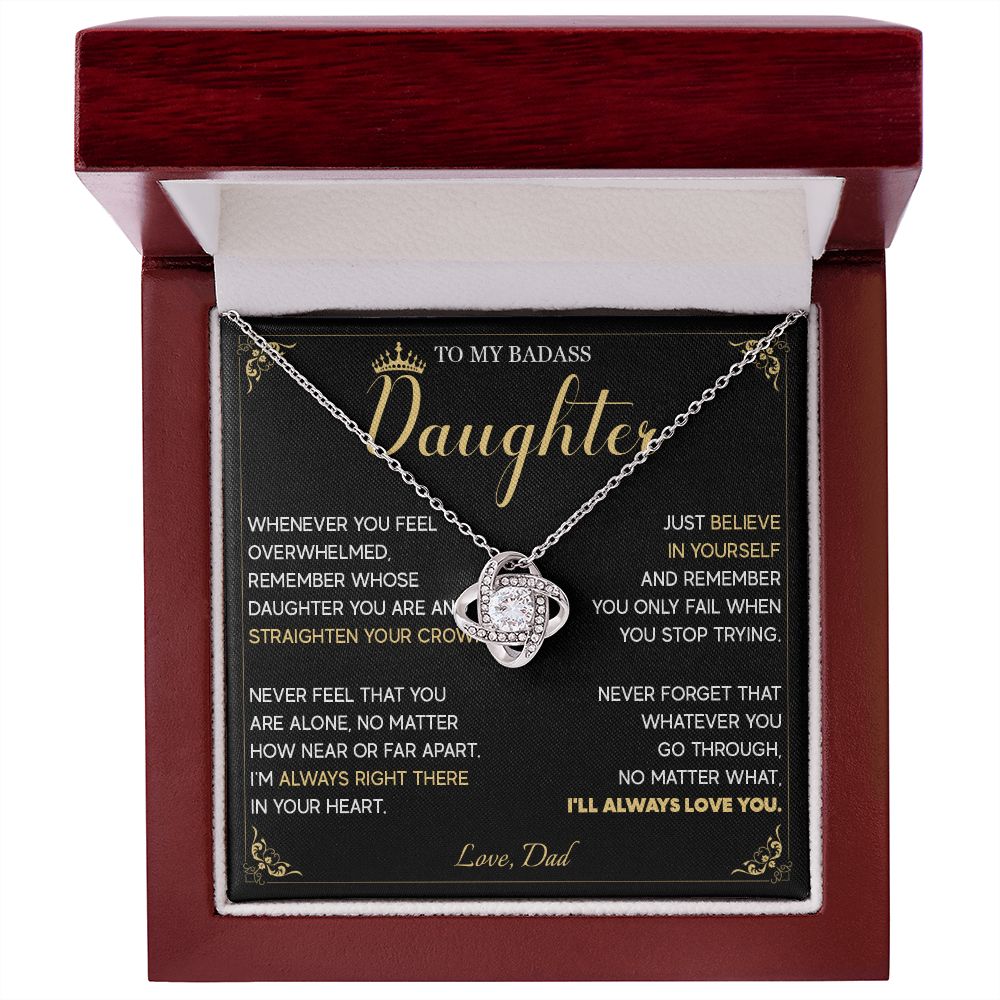 513A To My Badass Daughter Crown Necklace, Birthday Gift For Badass Daughter From Dad