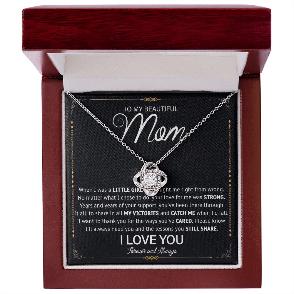 526A Love Knot Necklace To Mom From Daughter Son, Birthday Jewelry To Mom, Mommy