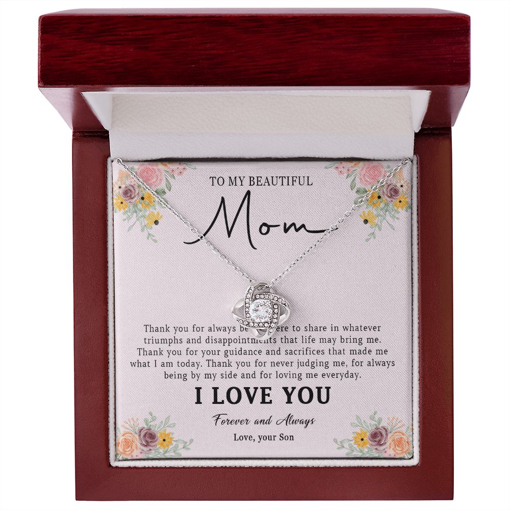 520A Love Mom Necklace, To My Beautiful Mom Necklace, Mom Birthday Gift from Son
