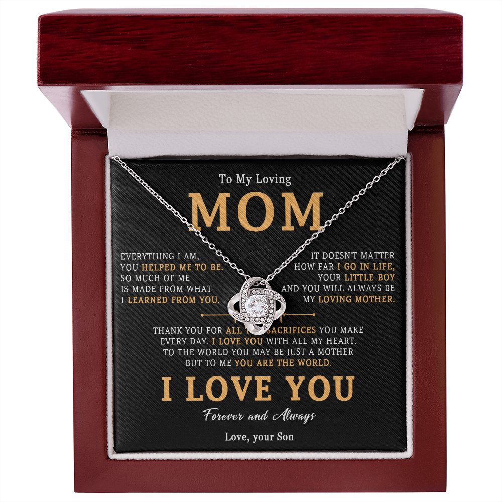 509A To My Loving Mom Necklace, Gift for Mom from Son, Mother's Day Jewelry Gifts