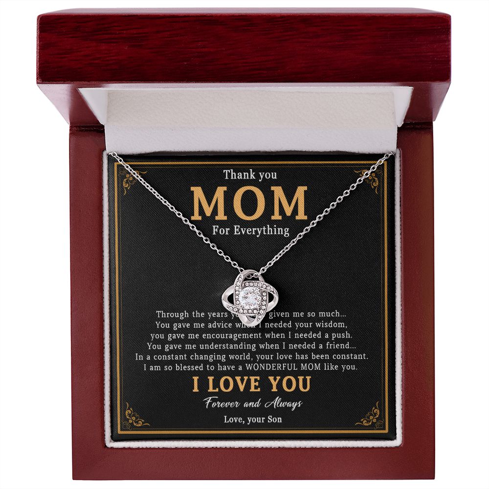 519A Thank You Mom Necklace, Mom Necklace Love Gift, Mom Birthday Gift From Son