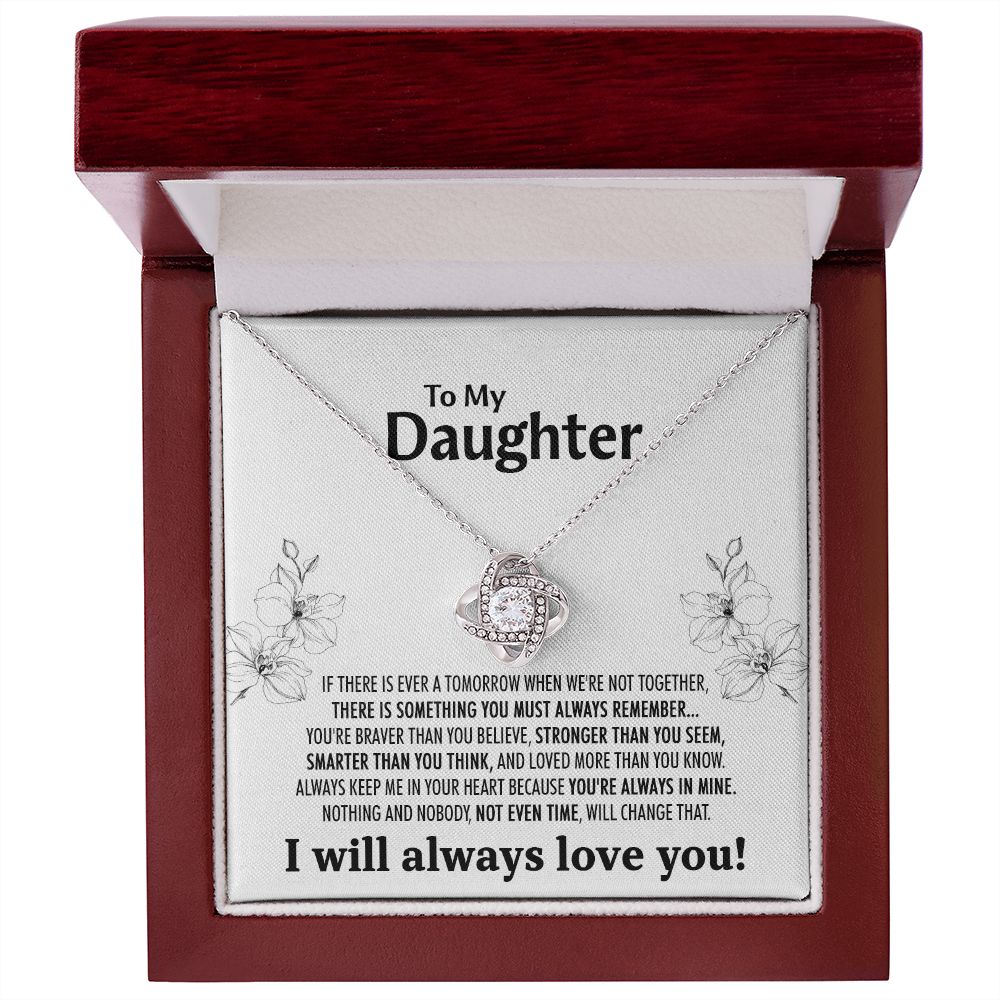 510 To My Daughter Love Knot Necklace with Message Card and Gift Box, Daughter Gift