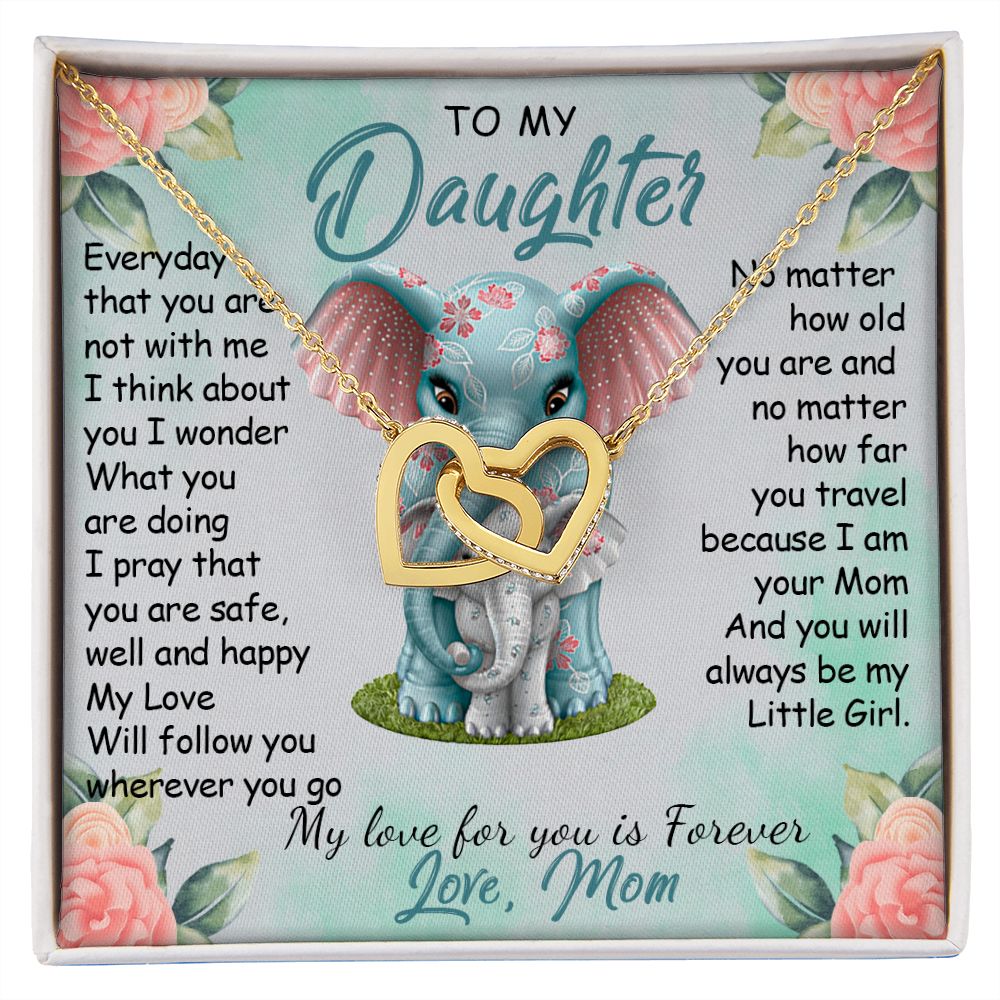 57D To My Daughter Necklace, Gift For Daughter From Mom, Daughter Mother Elephant