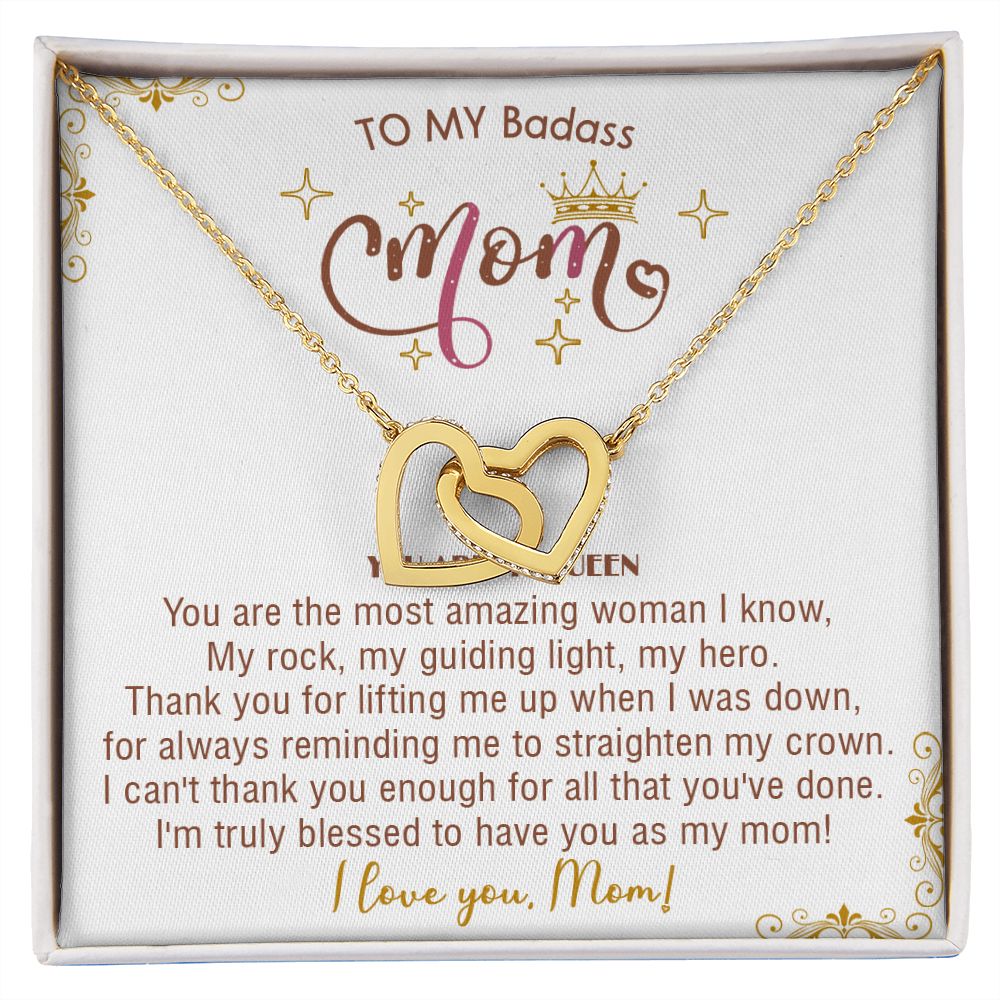 414D To My Badass Mom Necklace, You Are My Queen, I love You, Gift Necklace For Mom