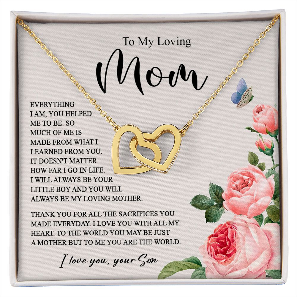 628D To My Loving Mom Necklace, Gift for Mom from Son, Mother's Day Jewelry Gifts