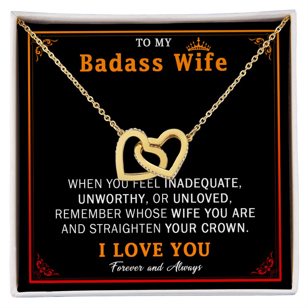 559D Wife Necklace Gift From Husband, Badass Wife Crown Love Knot, Wife Necklace Gift