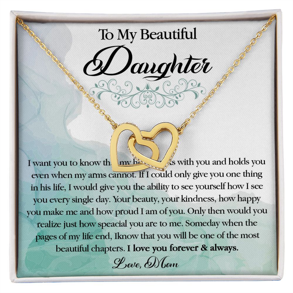25D To My Beautiful Daughter Necklace, Gift Birthday From Mom For Daughter