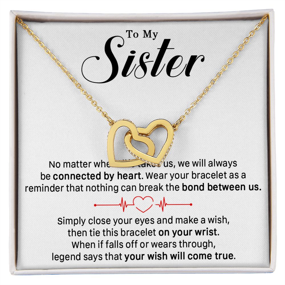 545D To My Sister Necklace, Sister Best Friends Love Heart Necklace, Birthday Gifts