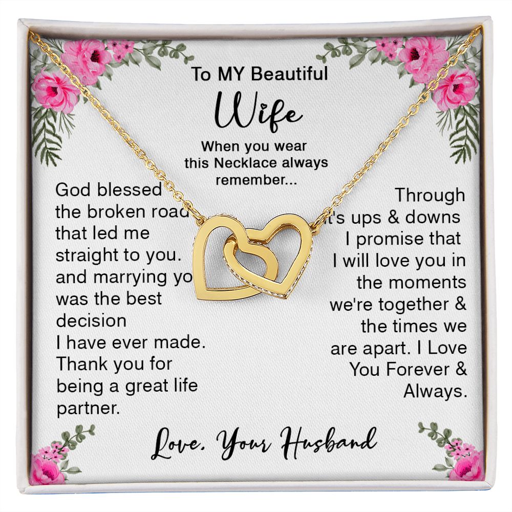 418D To My Beautiful Wife God Bless The Broken Road Necklace Gift from Husband