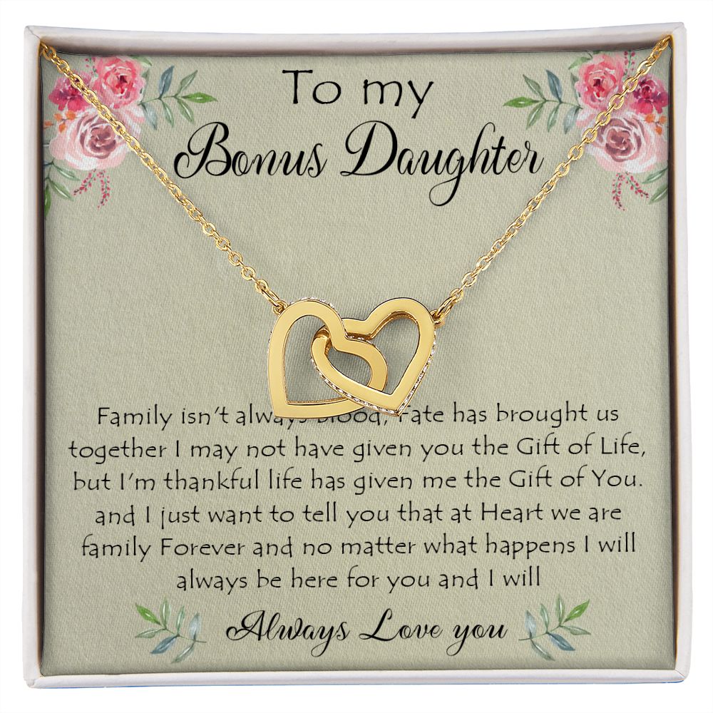 41D To My Bonus Daughter Necklace Gift From Mom Dad, Always Love You, Gift Birthday