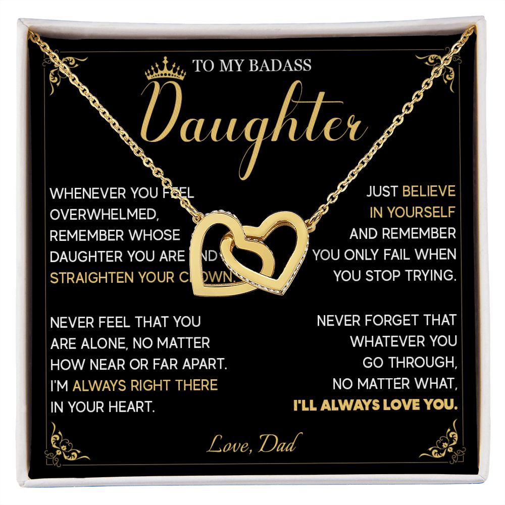 513D To My Badass Daughter Crown Necklace, Birthday Gift For Badass Daughter From Dad