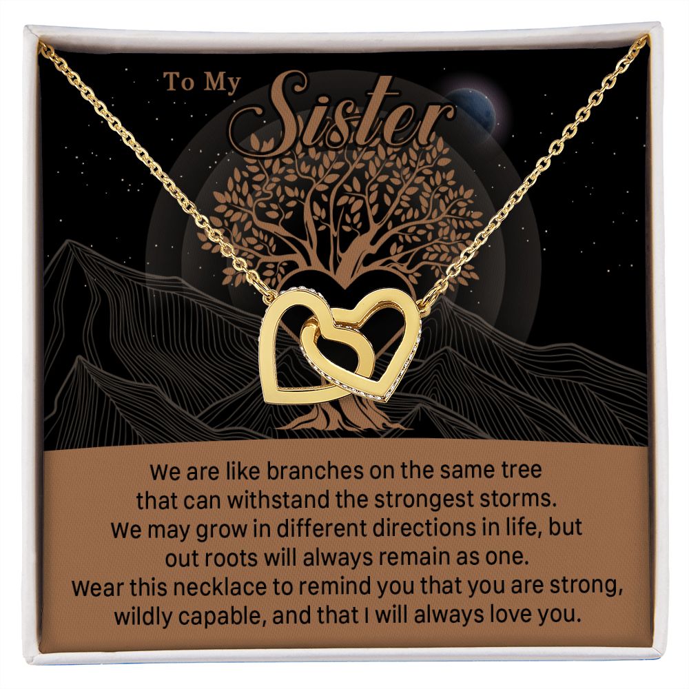 547D To My Sister, Strong Roots Heart Pendant Necklace Gift for Sister Birthday, Xmas