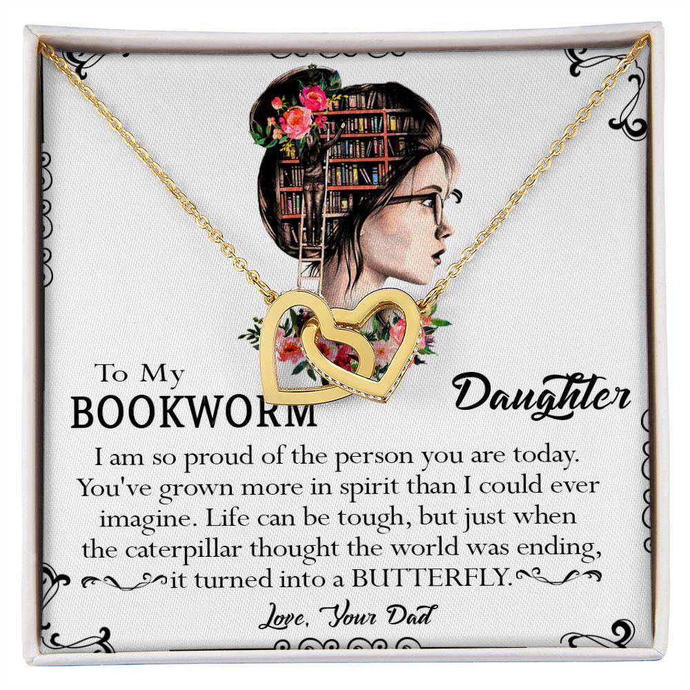 412D To My Bookworm Necklace, Gift Birthday Necklace From Dad For Daughter