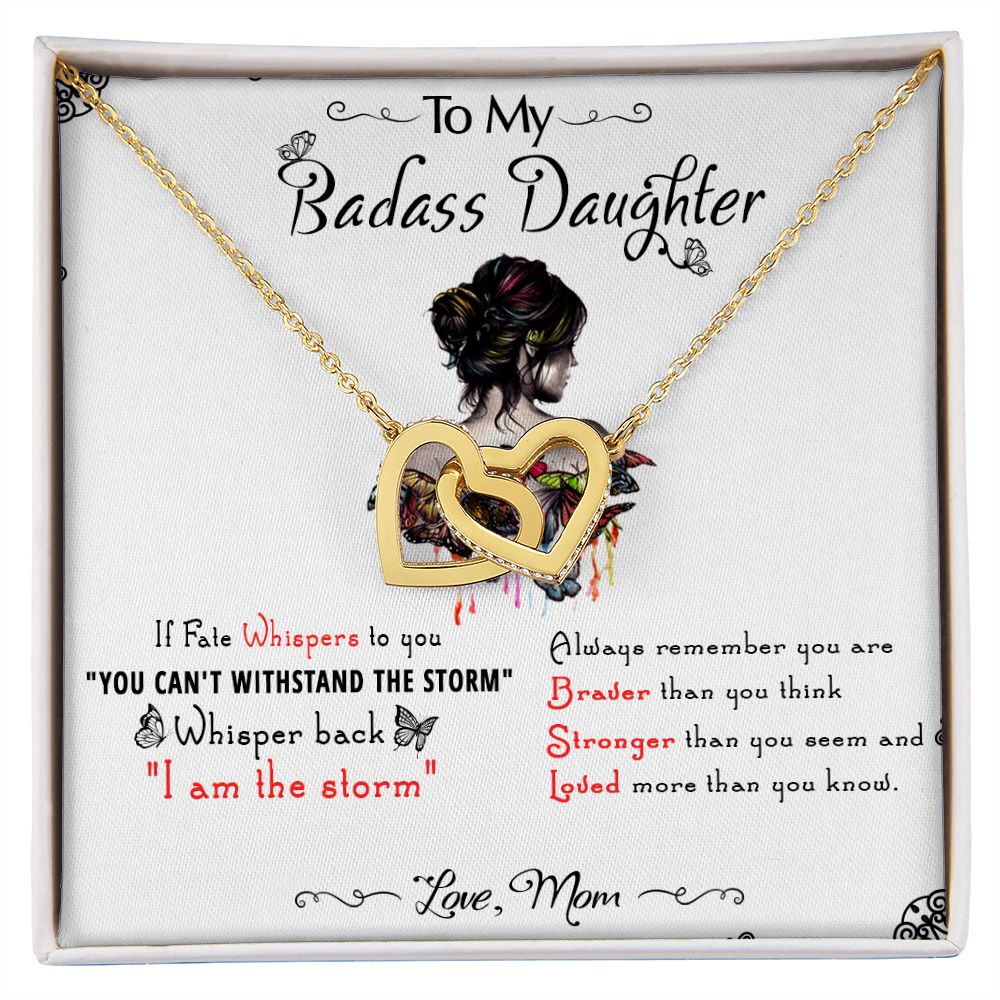 53D To My Badass Daughter, Badass Daughter Necklace From Mom, Birthday Gift