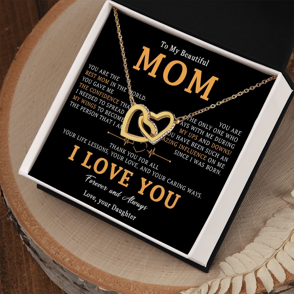 517D To My Beautiful Mom Necklace, Love Mom Gift, Mom Birthday Gift from Daughter