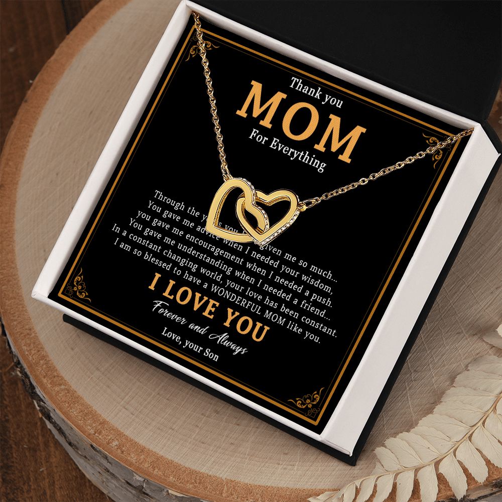 519D Thank You Mom Necklace, Mom Necklace Love Gift, Mom Birthday Gift From Son