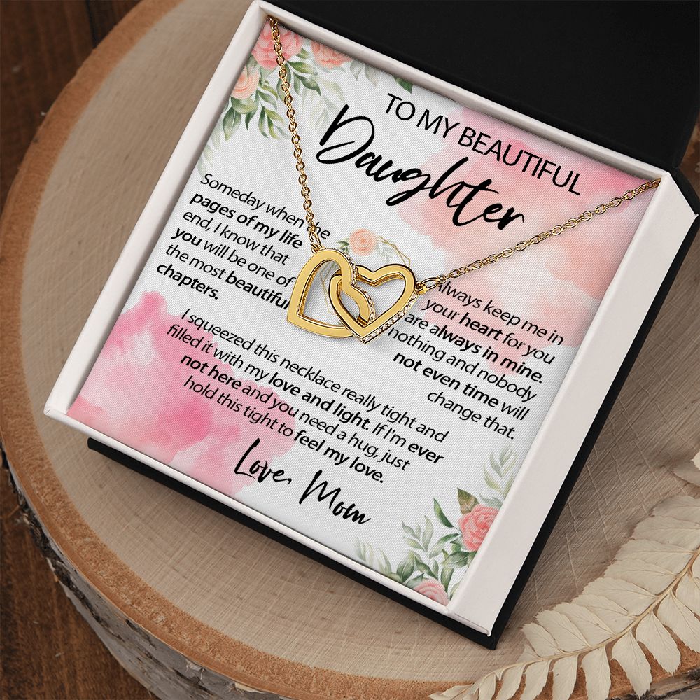 34D To My Beautiful Daughter A Wonderful Daughter Love Knot Necklace, Gift From Mom