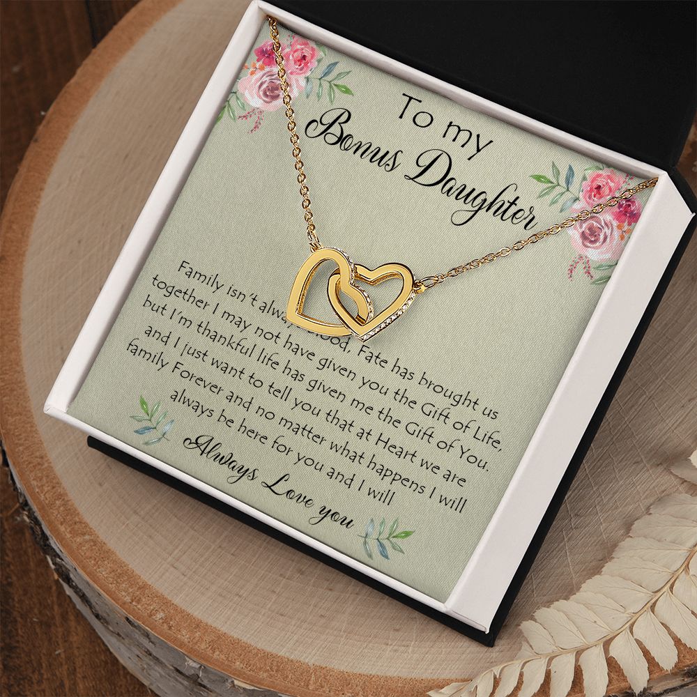 41D To My Bonus Daughter Necklace Gift From Mom Dad, Always Love You, Gift Birthday