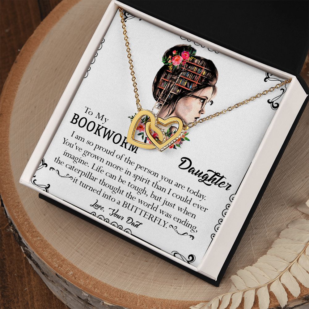412D To My Bookworm Necklace, Gift Birthday Necklace From Dad For Daughter