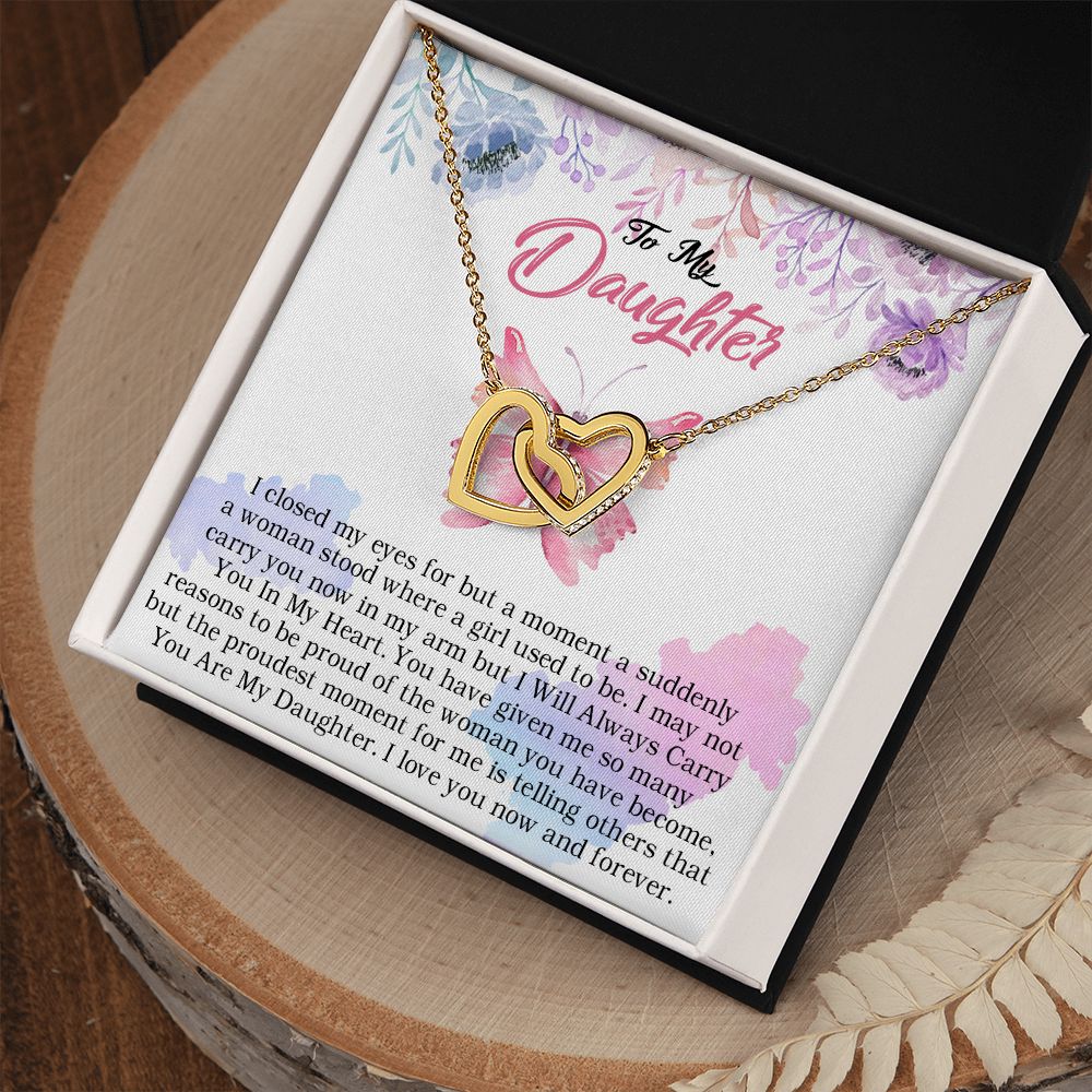 24D Butterfly To My Daughter Necklace, Gift Birthday, Holiday, Daughter Necklace