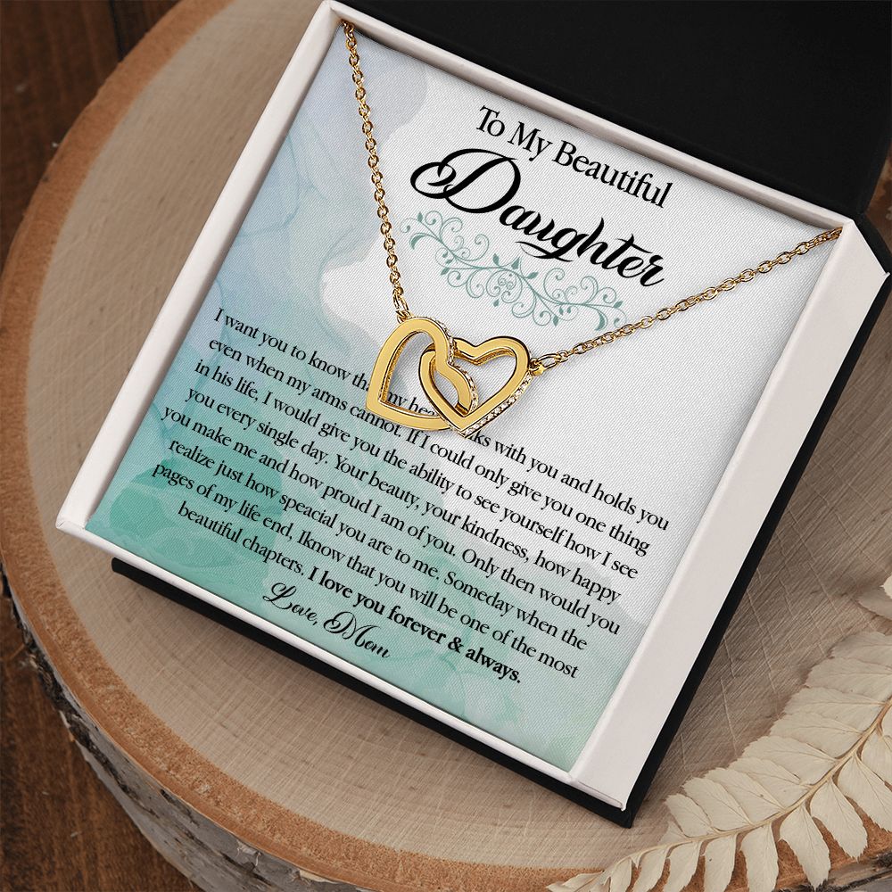 25D To My Beautiful Daughter Necklace, Gift Birthday From Mom For Daughter