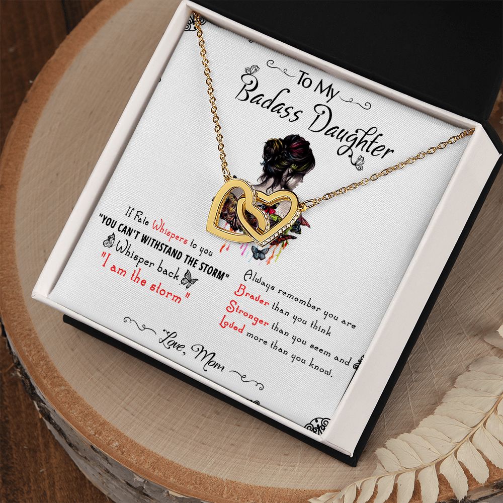 53D To My Badass Daughter, Badass Daughter Necklace From Mom, Birthday Gift