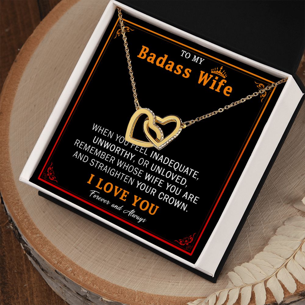 559D Wife Necklace Gift From Husband, Badass Wife Crown Love Knot, Wife Necklace Gift