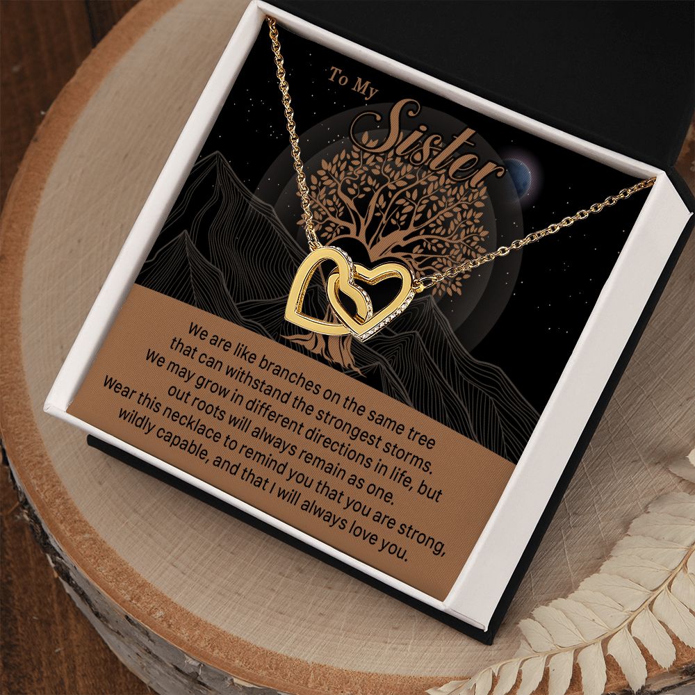 547D To My Sister, Strong Roots Heart Pendant Necklace Gift for Sister Birthday, Xmas