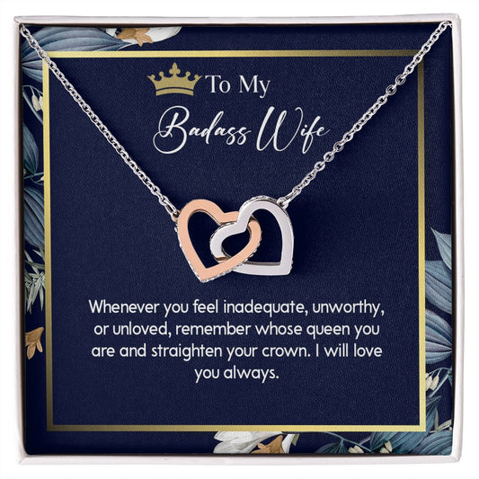600D To My Badass Wife, Gift For Wife, Necklace Gift For Wife Valentine Gift For Wife