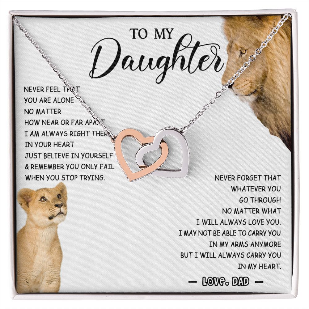 477D To My Daughter Necklace Father to Daughter Birthday Christmas Gift from Lion Dad