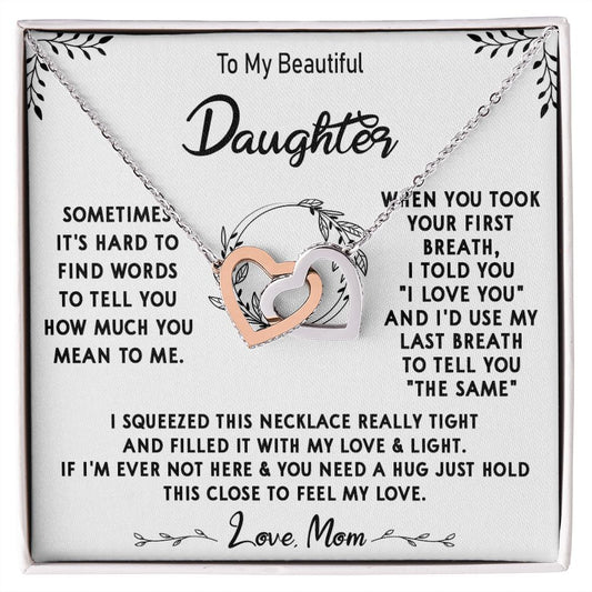 112D To My Beautiful Daughter Necklace, Daughter Mother Necklace, Gift Xmas From Mom