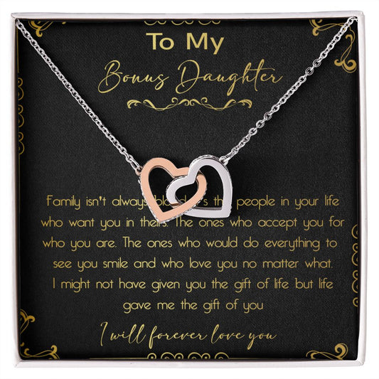 44D To My Bonus Daughter Necklace, Daughter Necklace, Gift Birthday, I Love You