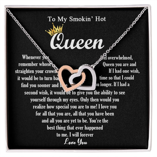 444D To My Smokin Hot Queen Crown Necklace Gift For Wife Soulmate Valentines Day Gift