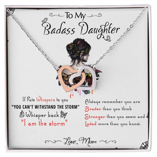 53D To My Badass Daughter, Badass Daughter Necklace From Mom, Birthday Gift
