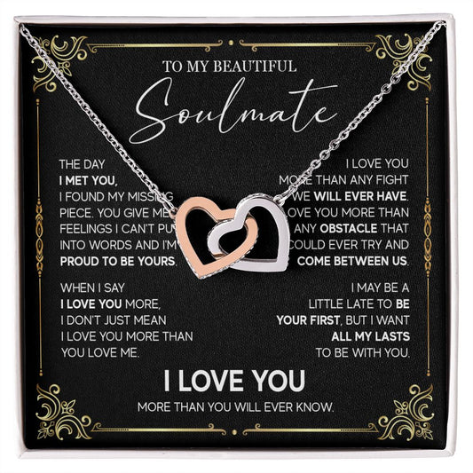 498D To My Soulmate Knot Necklace, Soulmate Necklace Gift, Birthday Gifts for Womens