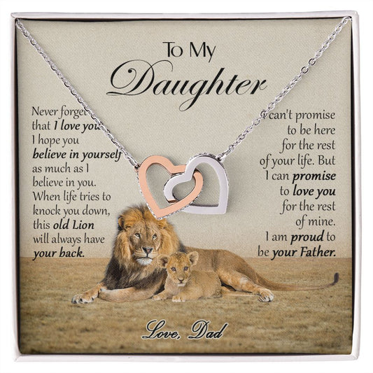 469D To My Daughter Necklace, Xmas Gift For Daughter From Dad, Daughter Father Lion
