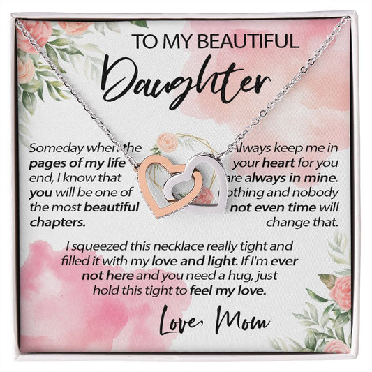 34D To My Beautiful Daughter A Wonderful Daughter Love Knot Necklace, Gift From Mom