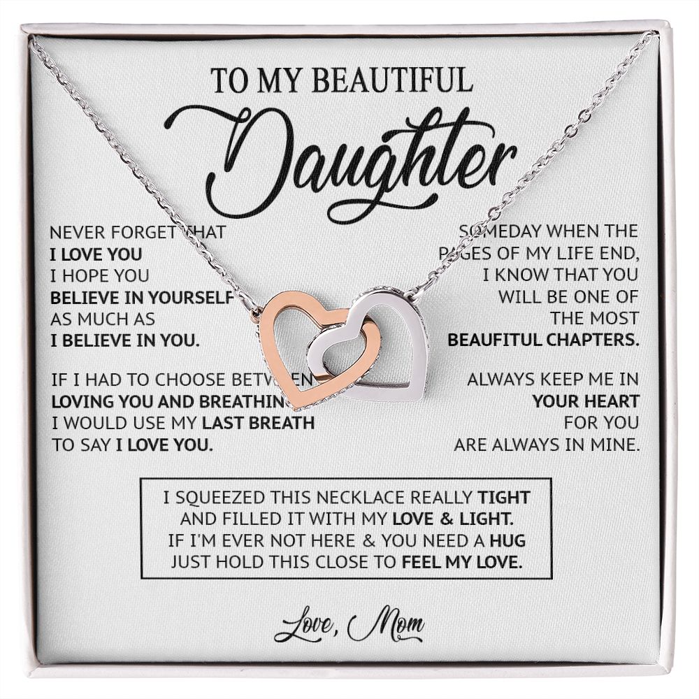 480D To My Daughter Necklace, Birthday Gift For Daughter From Mom, Xmas Gifts for Her