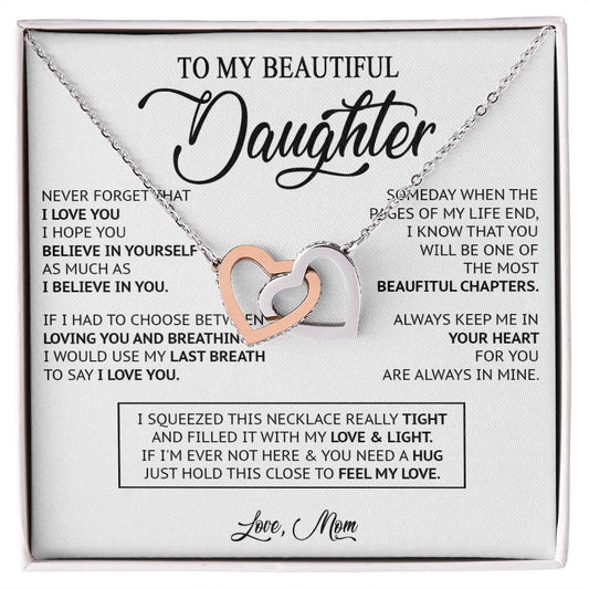 480D To My Daughter Necklace, Birthday Gift For Daughter From Mom, Xmas Gifts for Her