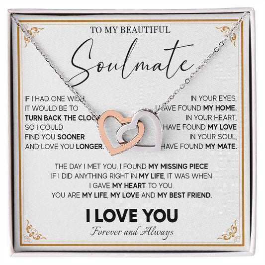 511D To My Beautiful Soulmate Necklace, Gift for Wife, Girlfriend, Anniversary Gift