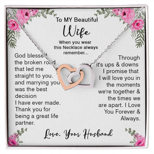 418D To My Beautiful Wife God Bless The Broken Road Necklace Gift from Husband