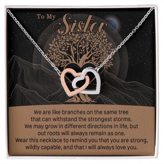 547D To My Sister, Strong Roots Heart Pendant Necklace Gift for Sister Birthday, Xmas