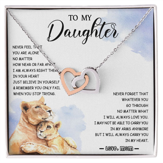 478D To My Daughter Necklace Mother to Daughter Birthday Christmas Gift from Lion Mom