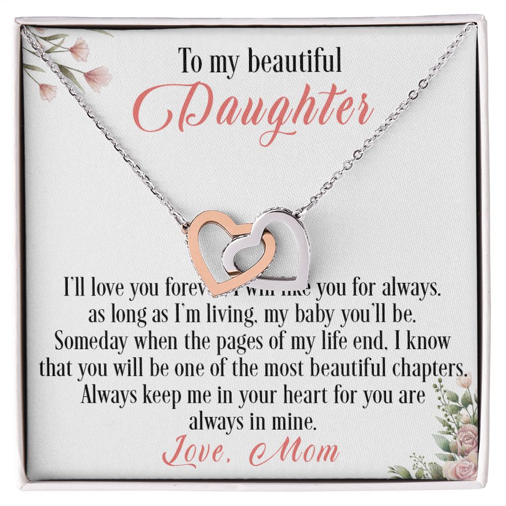31D To My Beautiful Daughter Love Knot Necklace, I Love You, Gift For Daughter