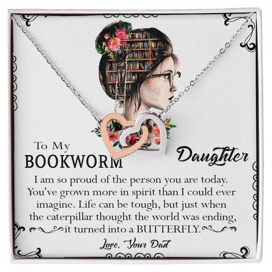 412D To My Bookworm Necklace, Gift Birthday Necklace From Dad For Daughter